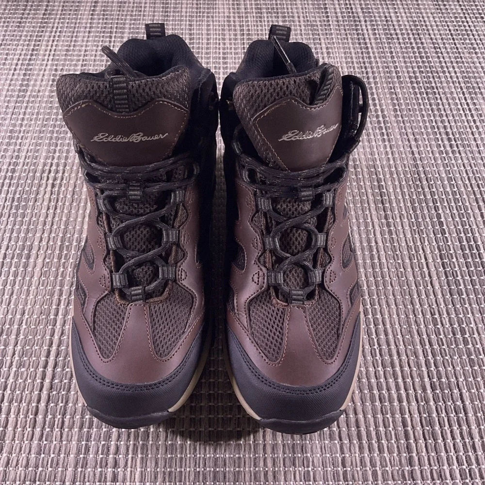 Eddie Bauer Graham Mens Hiking Boots Brown Black Leather Waterproof Size 9 M